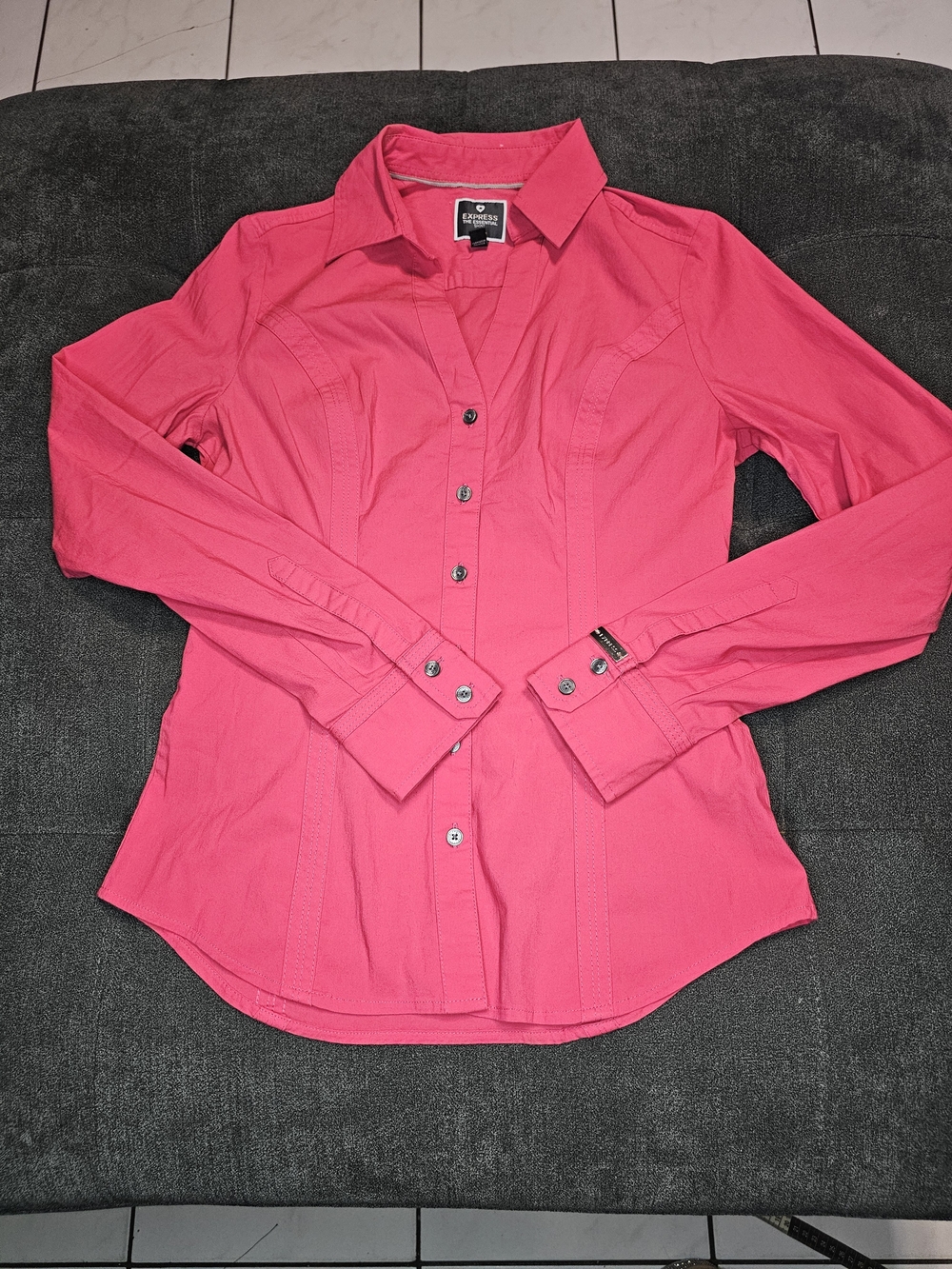 Express Pink Long-Sleeve Button-Down Shirt